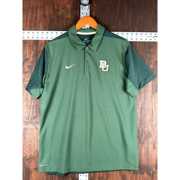 Nike Baylor‎ Bears Sideline Polo Shirt Green Gold 34418X-BX1 Mens Large NCAA EUC - Picture 1 of 8
